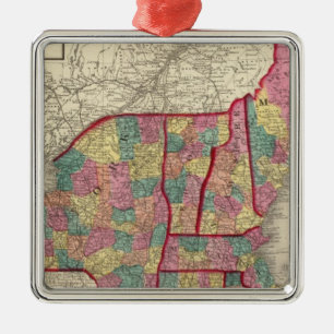 New England and New York 2 Metal Tree Decoration