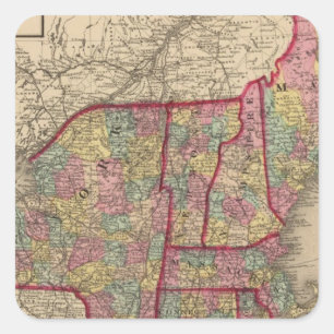 New England and New York Square Sticker