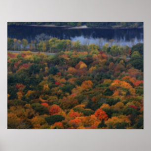 New England Autumn Foliage By River Poster