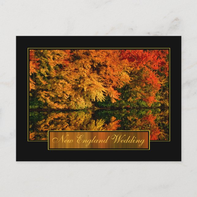 New England Autumn Wedding Invitation Postcard (Front)