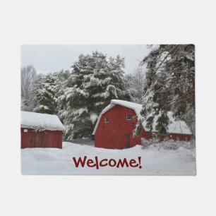 New England Barn In Winter Doormat