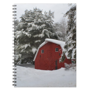New England Barn In Winter Notebook