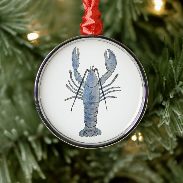 New England Blue Lobster Metal Ornament (Tree)