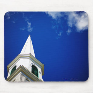 New England Church Steeple with a Royal Blue Sky Mouse Pad
