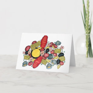 New England Clams Lobster Clambake Seafood Dinner Card