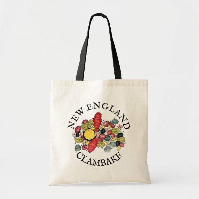 New England Clams Lobster Clambake Seafood Dinner Tote Bag (Front)
