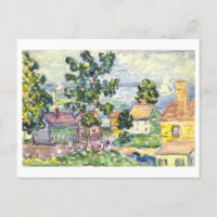 New England Coastal Village Painting