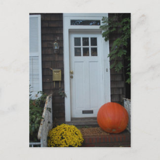 New England Door in the Autumn Postcard