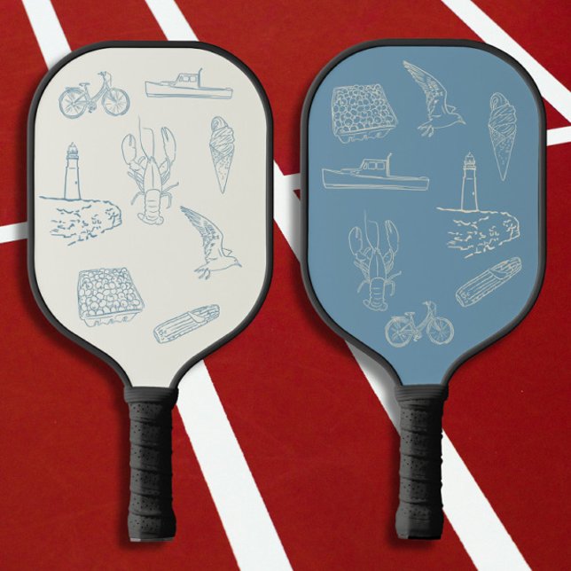 New England Dusty Blue line drawing  Pickleball Paddle (Creator Uploaded)