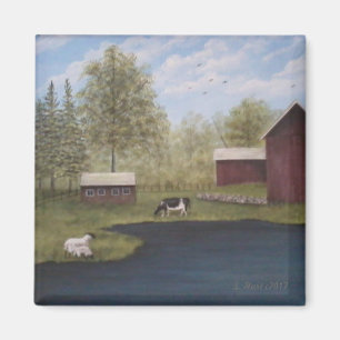 New England Farm Magnet