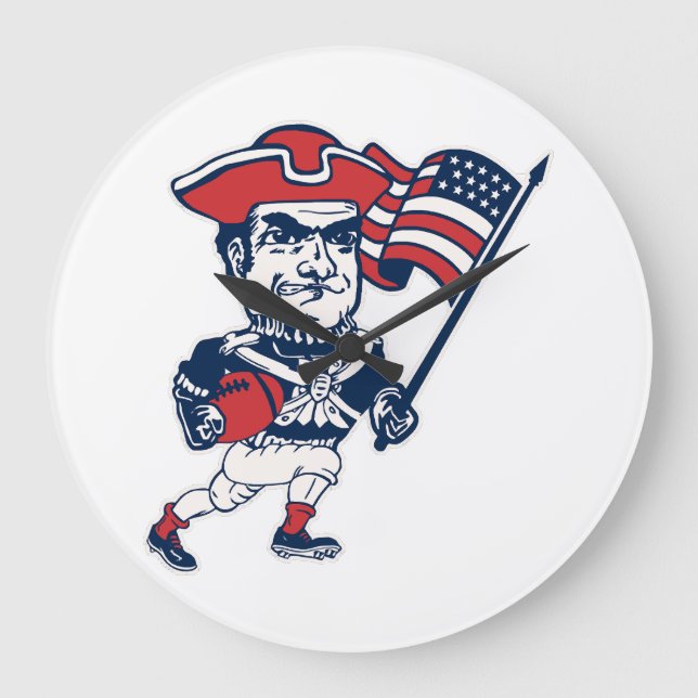 New England Football Mascot Large Clock (Front)