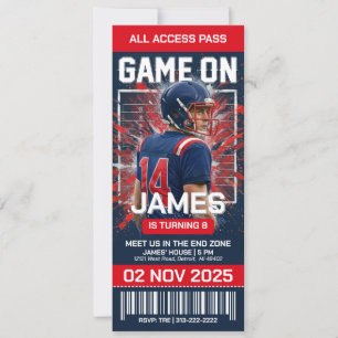 New England Football Ticket Birthday Invitation