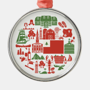 New England Icons Metal Ornament