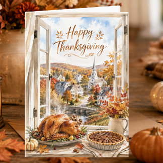 New England in Autumn Happy Thanksgiving Holiday Card