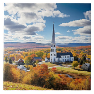 New England Landscape in Fall Ceramic Tile