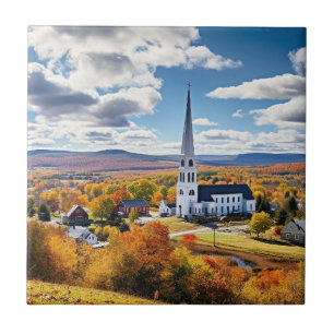 New England Landscape in Fall Ceramic Tile
