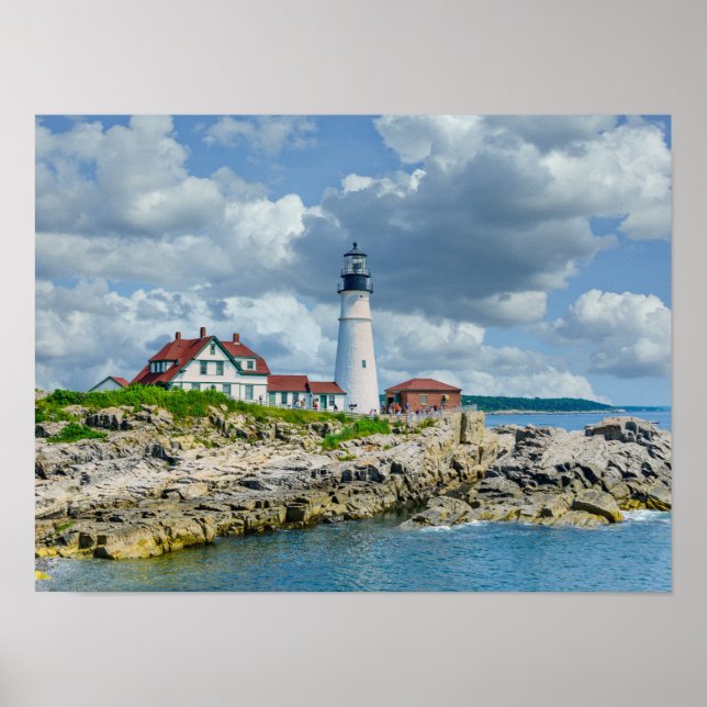 New England lighthouse coastal landscape Poster (Front)