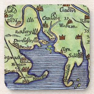 NEW ENGLAND MAP 1677 COASTER