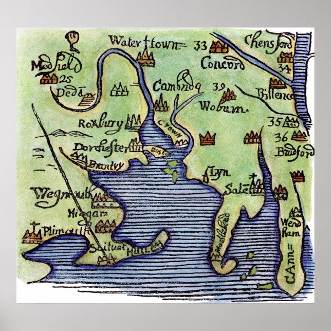 NEW ENGLAND MAP 1677 POSTER (Front)