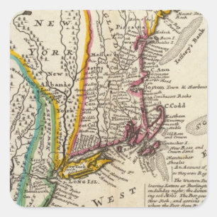 New England, New York, New Jersey and Pennsylvania Square Sticker