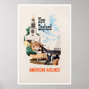 New England Poster Bern Hill Art American Travel