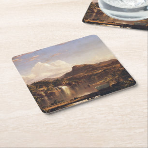 New England Scenery Frederic Edwin Church Square Paper Coaster