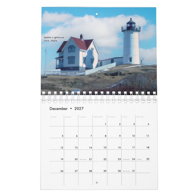 New England Seasons Calendar (Dec 2027)
