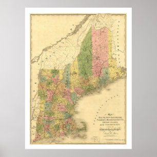 New England States Map 1839 Poster