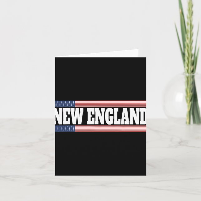New England Usa Flag Patriotic State Varsity New E Card (Front)
