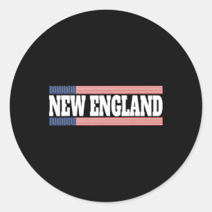 New England Usa Flag Patriotic State Varsity New E Classic Round Sticker