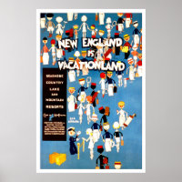 New England Vintage Travel Poster