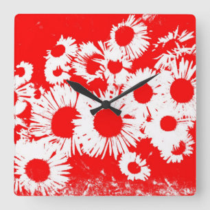 New England Wild Aster Square Wall Clock