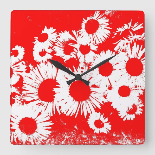 New England Wild Aster Square Wall Clock (Front)