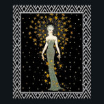 New ERTE design (Stars) Poster<br><div class="desc">This is a new ERTE poster. I have brightened the image and surrounded it with an art deco pattern. Erte was a painter and designer of the early 20th century.
His designs were very glamourous. This would make a lovely framed picture for your home. Definitely Art Deco.</div>