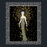 New ERTE design (Stars) Poster<br><div class="desc">This is a new ERTE poster. I have brightened the image and surrounded it with an art deco pattern. Erte was a painter and designer of the early 20th century.
His designs were very glamourous. This would make a lovely framed picture for your home. Definitely Art Deco.</div>