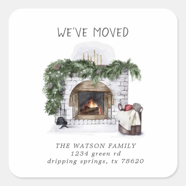 New Family Home Rustic Moving Announcement Square Sticker (Front)