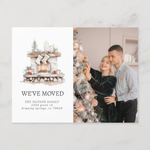 New Family Home Silver Rustic Moving Announcement Postcard