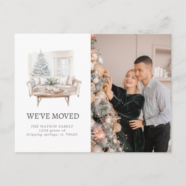 New Family Home Silver Rustic Moving Announcement Postcard (Front)