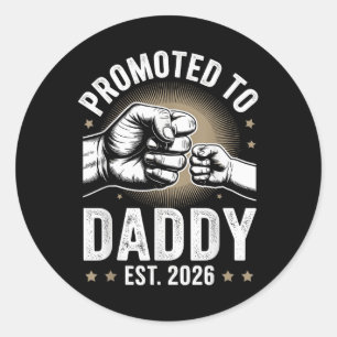New Family Member Announcement - Promoted To Daddy Classic Round Sticker