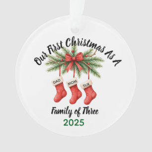 New Family of 3 First Christmas Keepsake 2025 Ornament