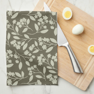 New Farmhouse Floral in Sage Green Hand Drawn Tea Towel