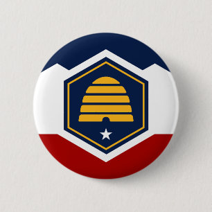 New flag of Utah State 6 Cm Round Badge