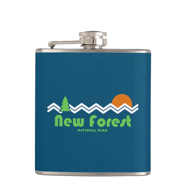 New Forest National Park Retro Hip Flask (Front)