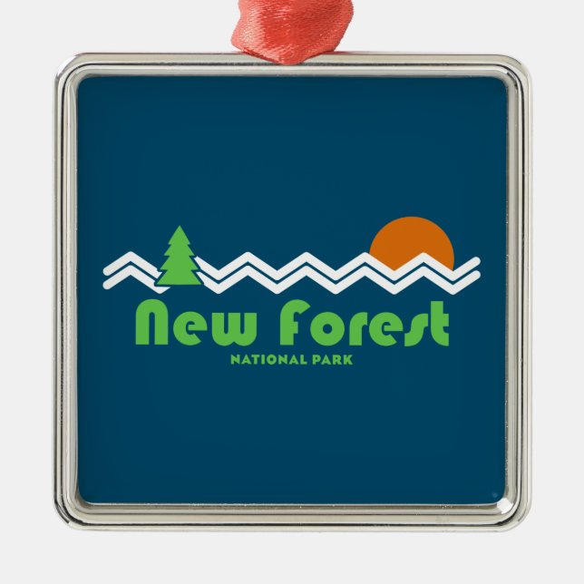 New Forest National Park Retro Metal Ornament (Front)