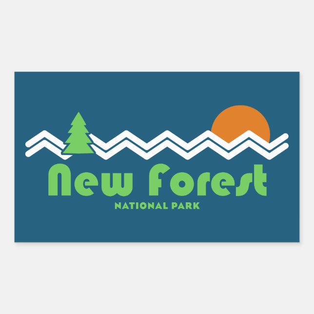 New Forest National Park Retro Rectangular Sticker (Front)