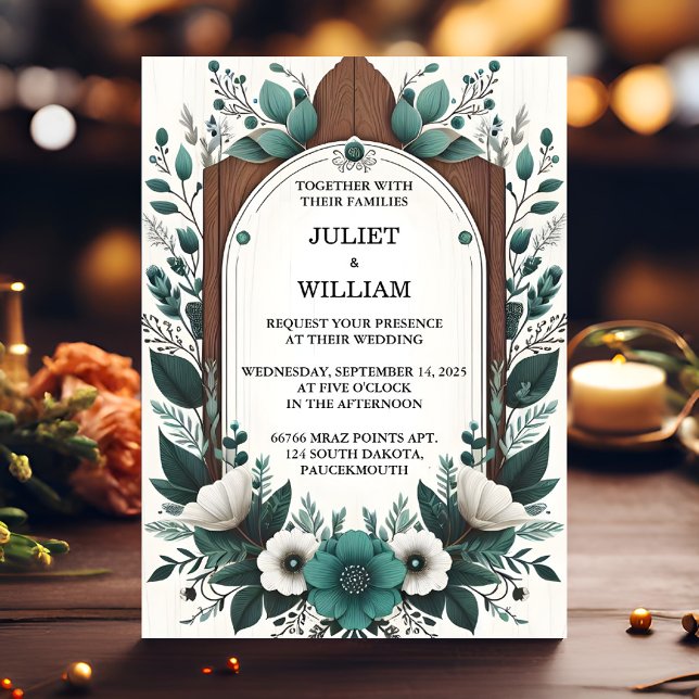New Forest Nature Garden Plant Dark Green Wedding Invitation (Creator Uploaded)