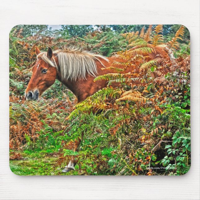 New Forest Pony & Bracken for Horse-lovers Mouse Pad (Front)