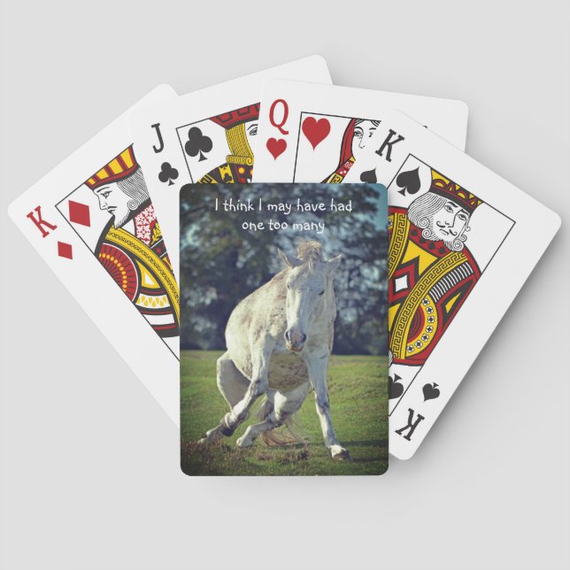 New Forest White Pony Funny Pose Playing Cards (Back)