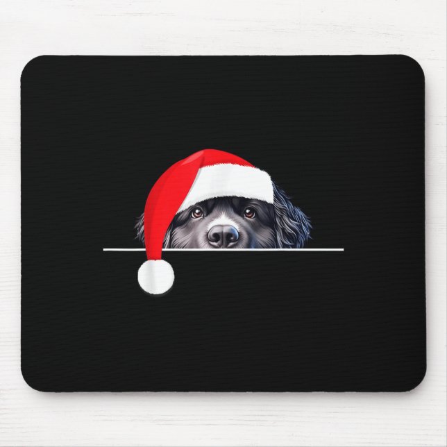 New Foundland Dog Lover Funny Santa Hat Christmas  Mouse Pad (Front)