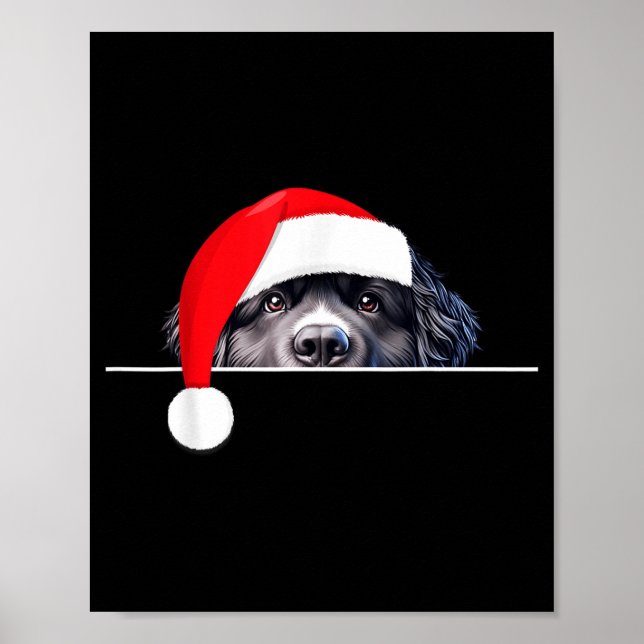 New Foundland Dog Lover Funny Santa Hat Christmas  Poster (Front)